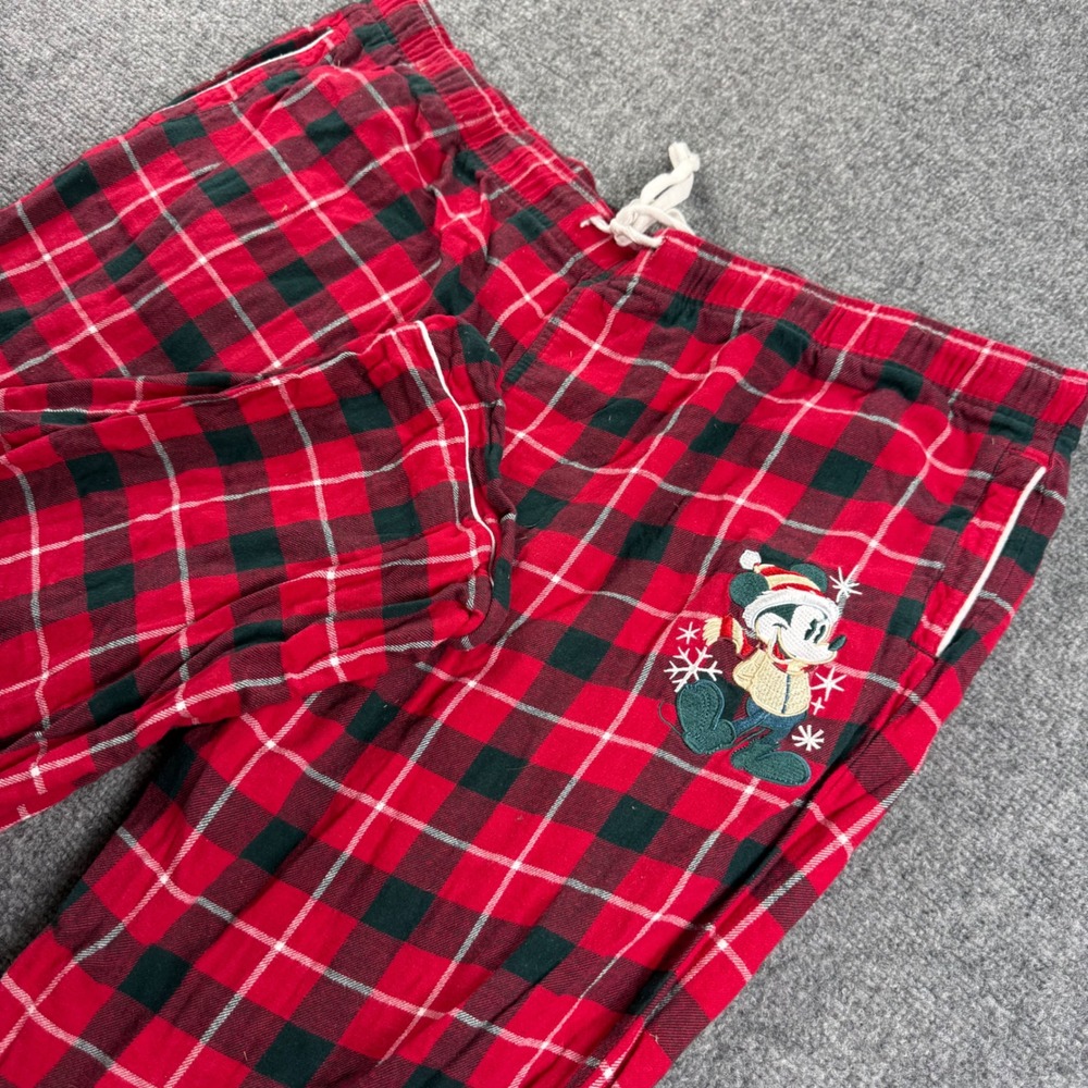 Disney Pajama Pants XXL Red Plaid Mickey Mouse Holiday Flannel Mens